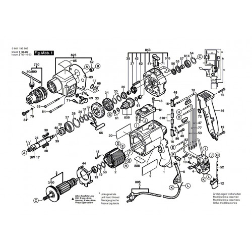 Запчасти для дрели Bosch GSB 20-2RET (0601192803)